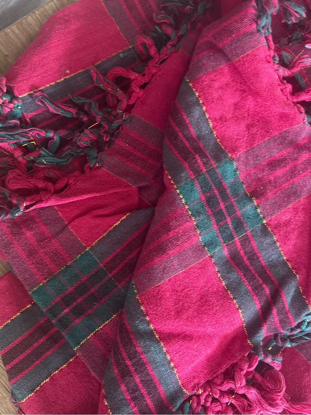 Red Plaid Fringe tablecloth